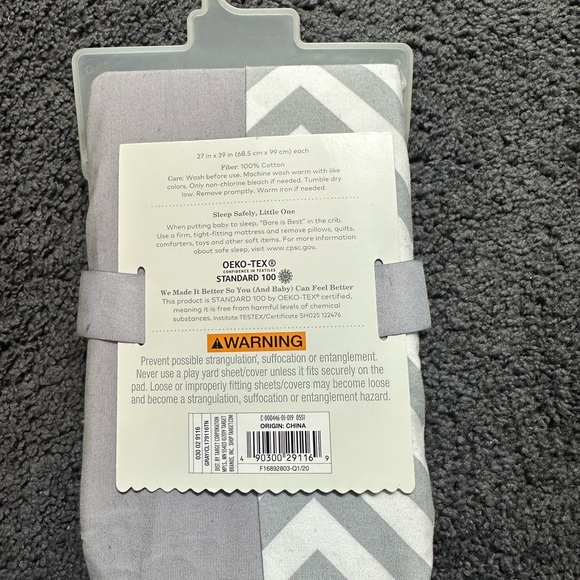 Cloud Island Gray Chevron Play Yard Sheets 2-Pack - Picture 2 of 6